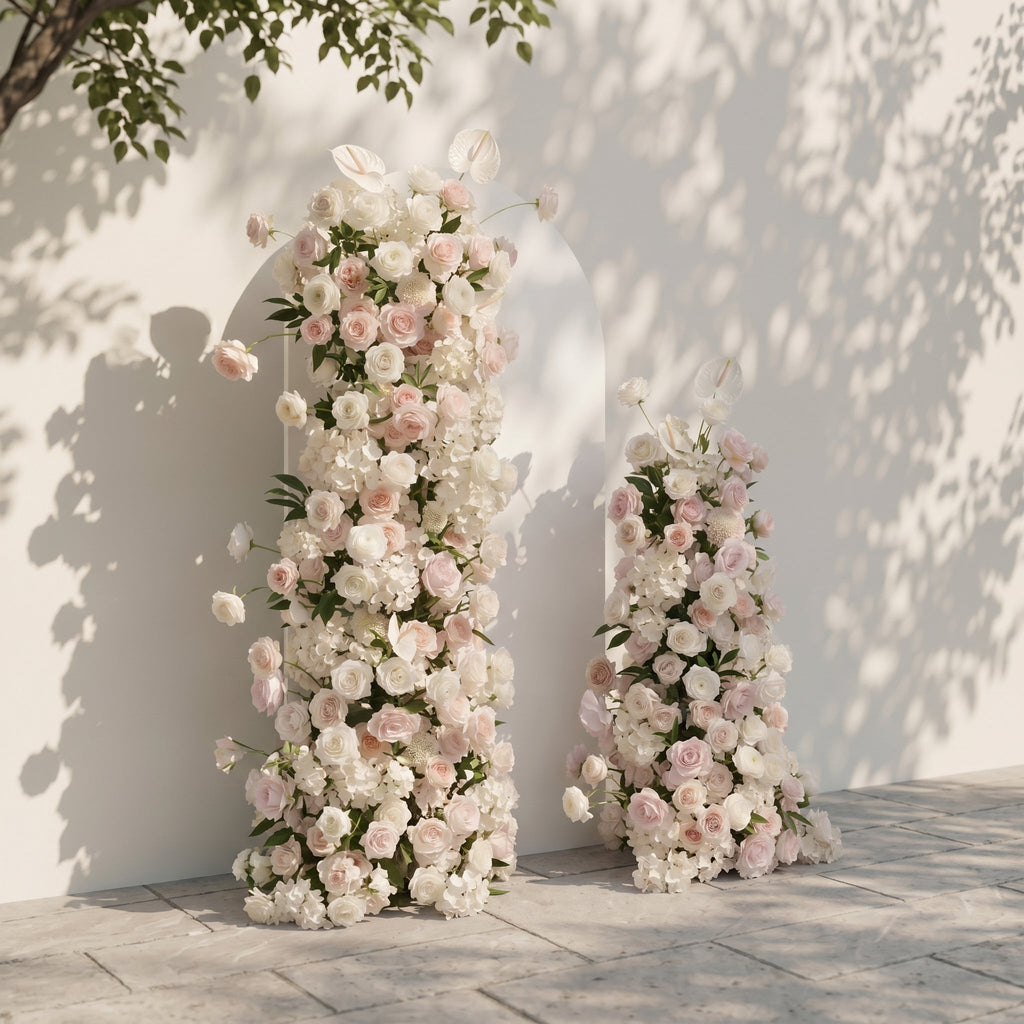 Fenna: Pink White Rose Calla Lily Wedding Background Arch KT Backdrop Decorative Flower Row Excludes Frame | Ceremony & Event Decor