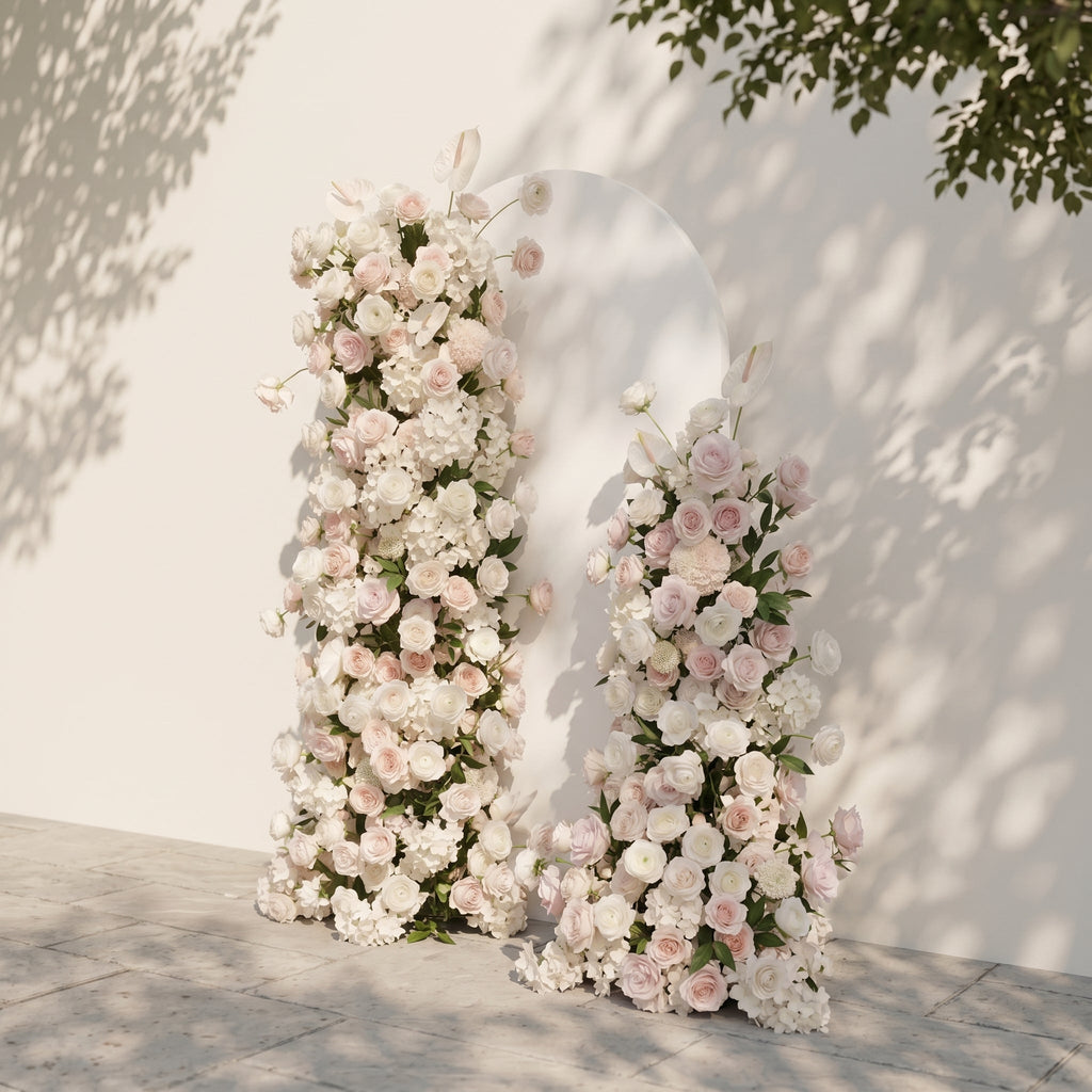 Fenna: Pink White Rose Calla Lily Wedding Background Arch KT Backdrop Decorative Flower Row Excludes Frame | Ceremony & Event Decor