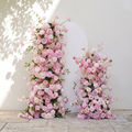 Thora: Pink Rose Ranunculus Wedding Background Arch KT Backdrop Decorative Flower Row Excludes Frame | Event Floral Decor