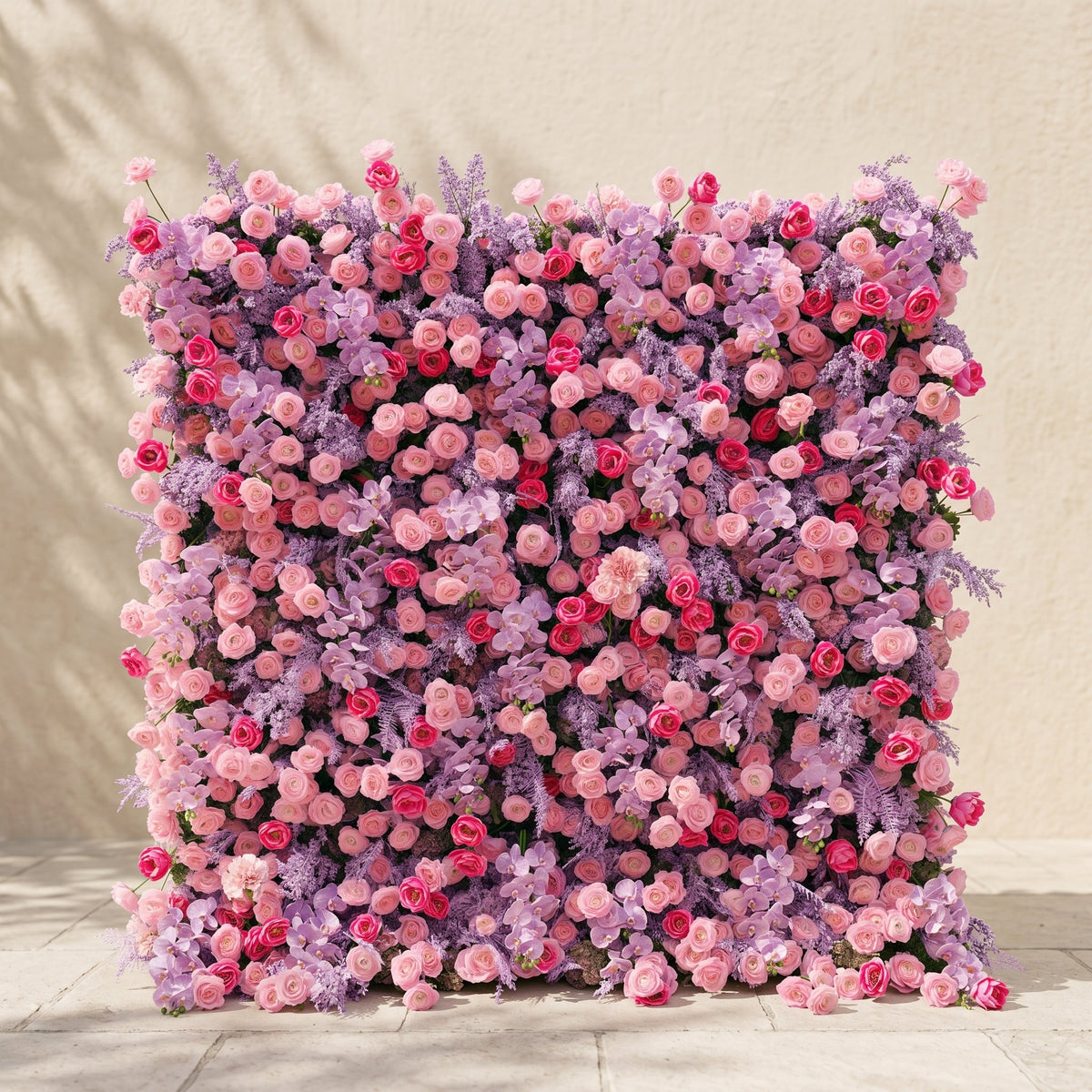 Calaria: Premium 4D Berry Pink Silk Flower Wall with Purple Lavender for Vibrant Garden Parties Free Shipping
