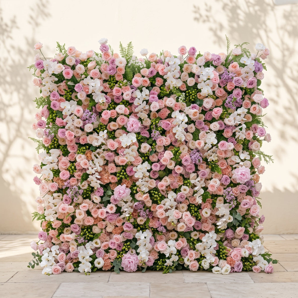 Calrielle:5D Mixed Blush Pink, Peach & Ivory White Silk Rose Flower Wall Roll-Up Fabric Backdrop for Romantic Weddings & Proposals Free Shipping
