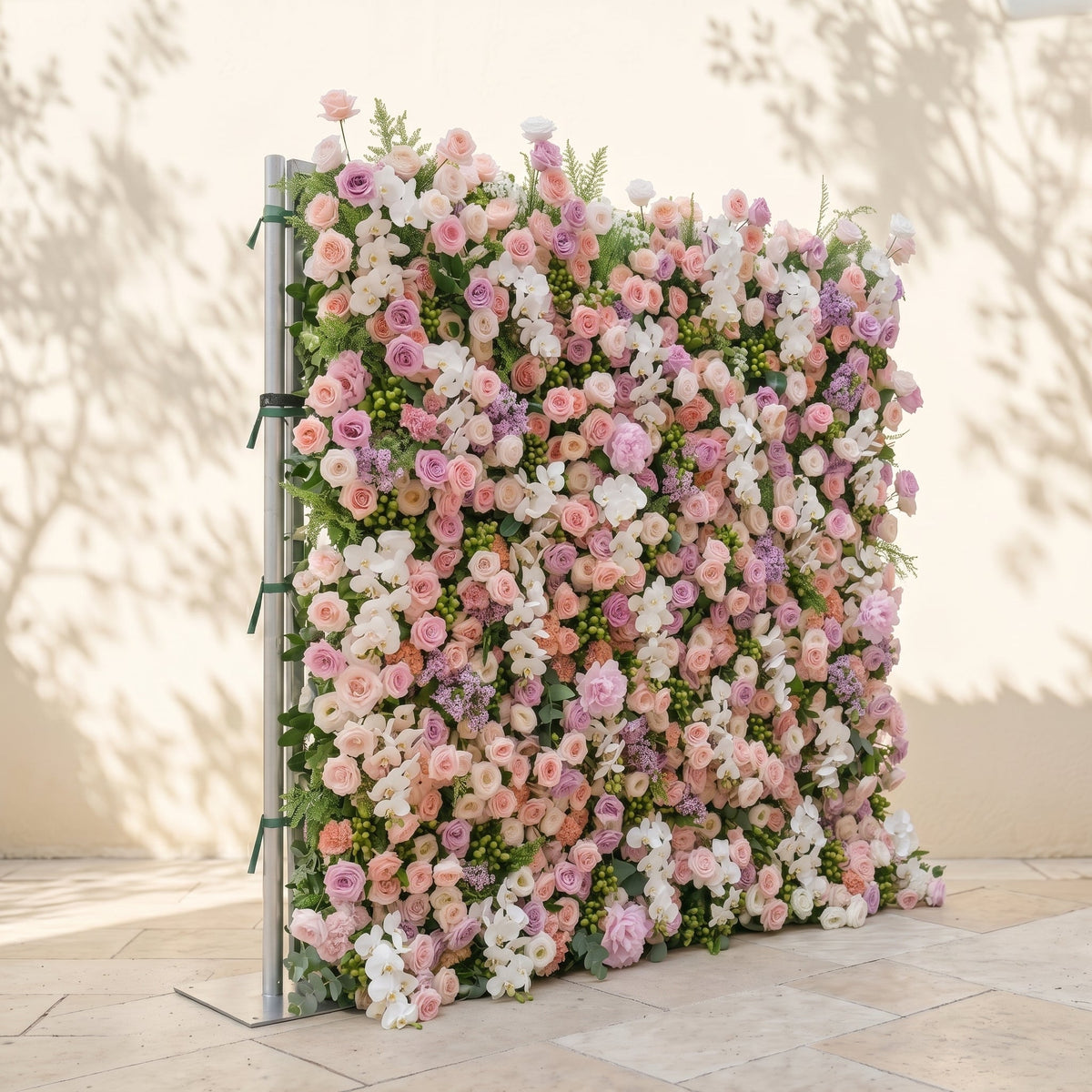 Calrielle:5D Mixed Blush Pink, Peach & Ivory White Silk Rose Flower Wall Roll-Up Fabric Backdrop for Romantic Weddings & Proposals Free Shipping