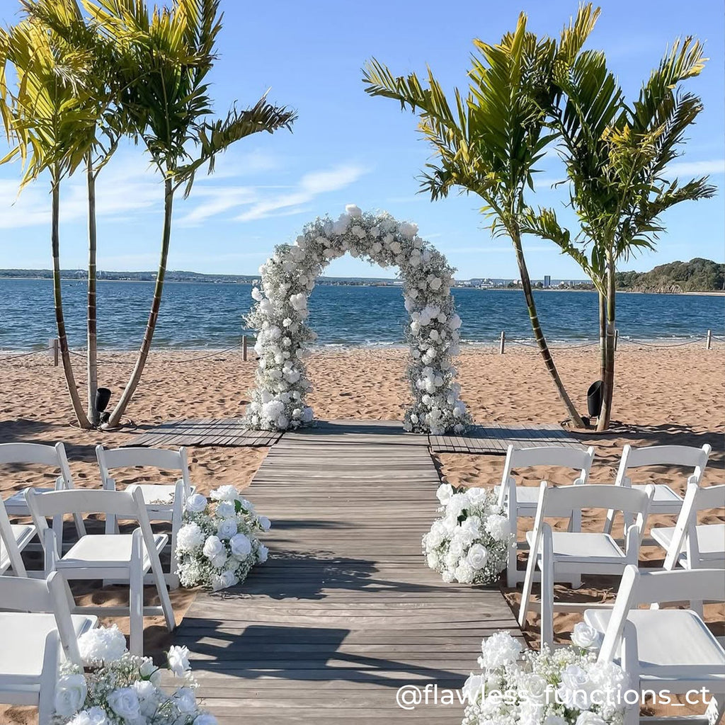 Colee : 2026 New White Babybreath and Roses Flower arch for Wedding Party Background Decoration Including Frame Free Shipping