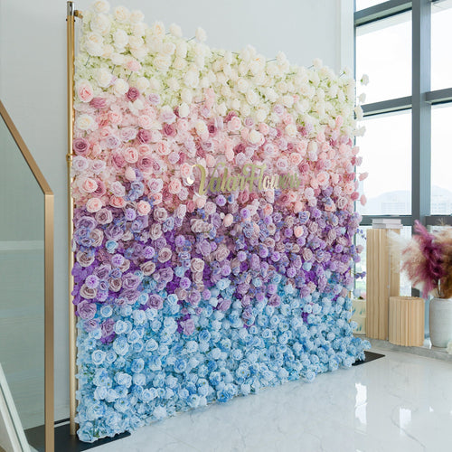 5D ValarFlowers Ombre Rainbow Artificial Flower Backdrop: A Breathtaking Floral Masterpiece for Events-VF-828-2 | Elegant Event Decor