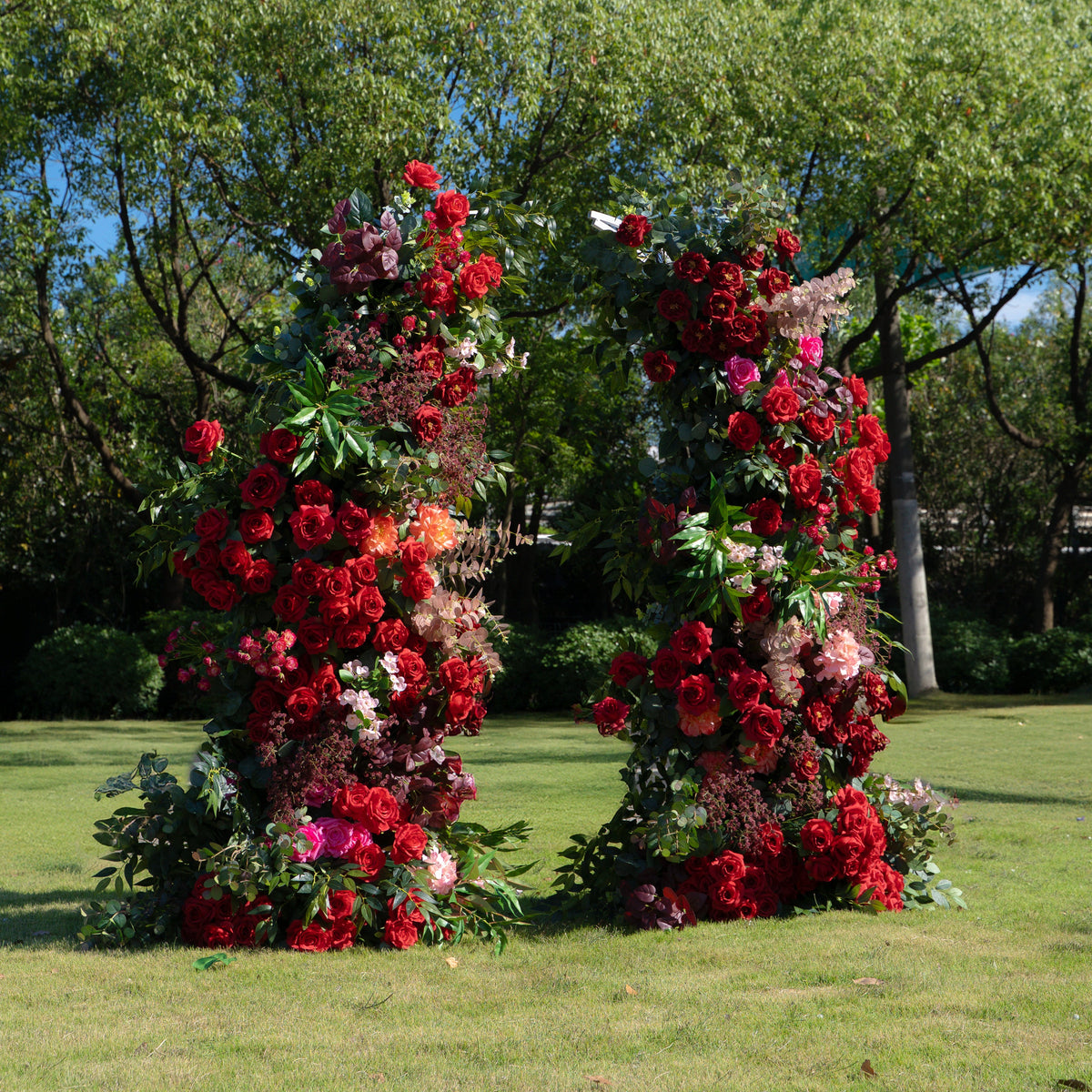 Beauty - Red Floral Arch with Frame for Wedding Party Event Backdrop Decoration Free Shipping