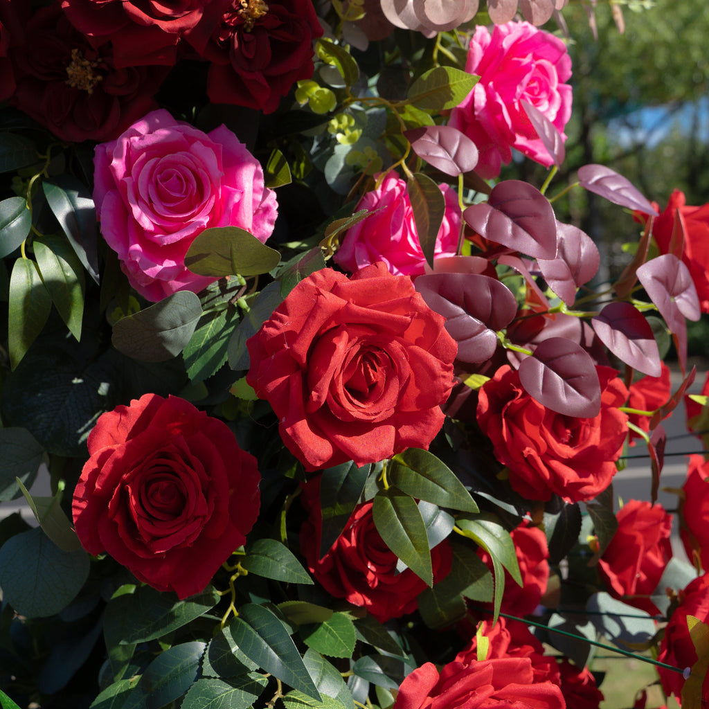 Beauty - Red Floral Arch with Frame for Wedding Party Event Backdrop Decoration Free Shipping