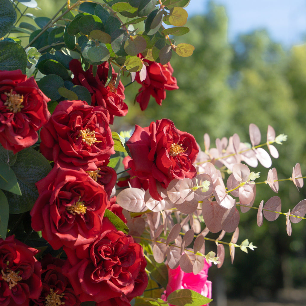 Beauty - Red Floral Arch with Frame for Wedding Party Event Backdrop Decoration Free Shipping