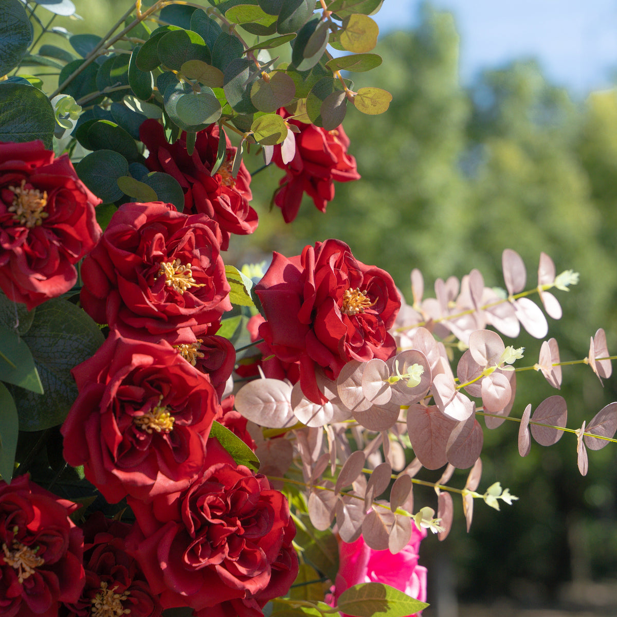 Beauty - Red Floral Arch with Frame for Wedding Party Event Backdrop Decoration Free Shipping