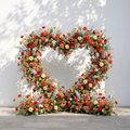 Freara: Heart-Shaped Multi-Color Dahlia & Rose Silk Floral Arch Floral Arrangement for Vibrant Weddings | Event Floral Decor