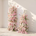 Elettra: Pink Rose Tulip Calla Lily Wedding Background Arch KT Backdrop Decorative Flower Row Excludes Frame | Wedding Floral Decor