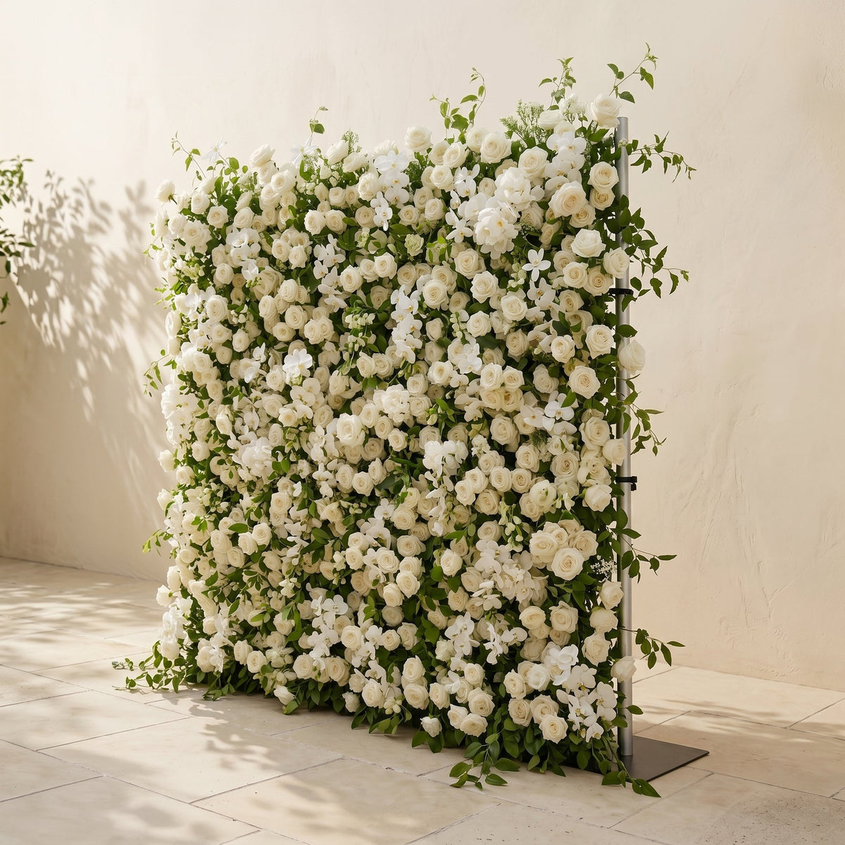 Maelette:Classic and Luxury 5D White Roses Flower Wall with Greenery for Weddings&Event Decor maelette right
