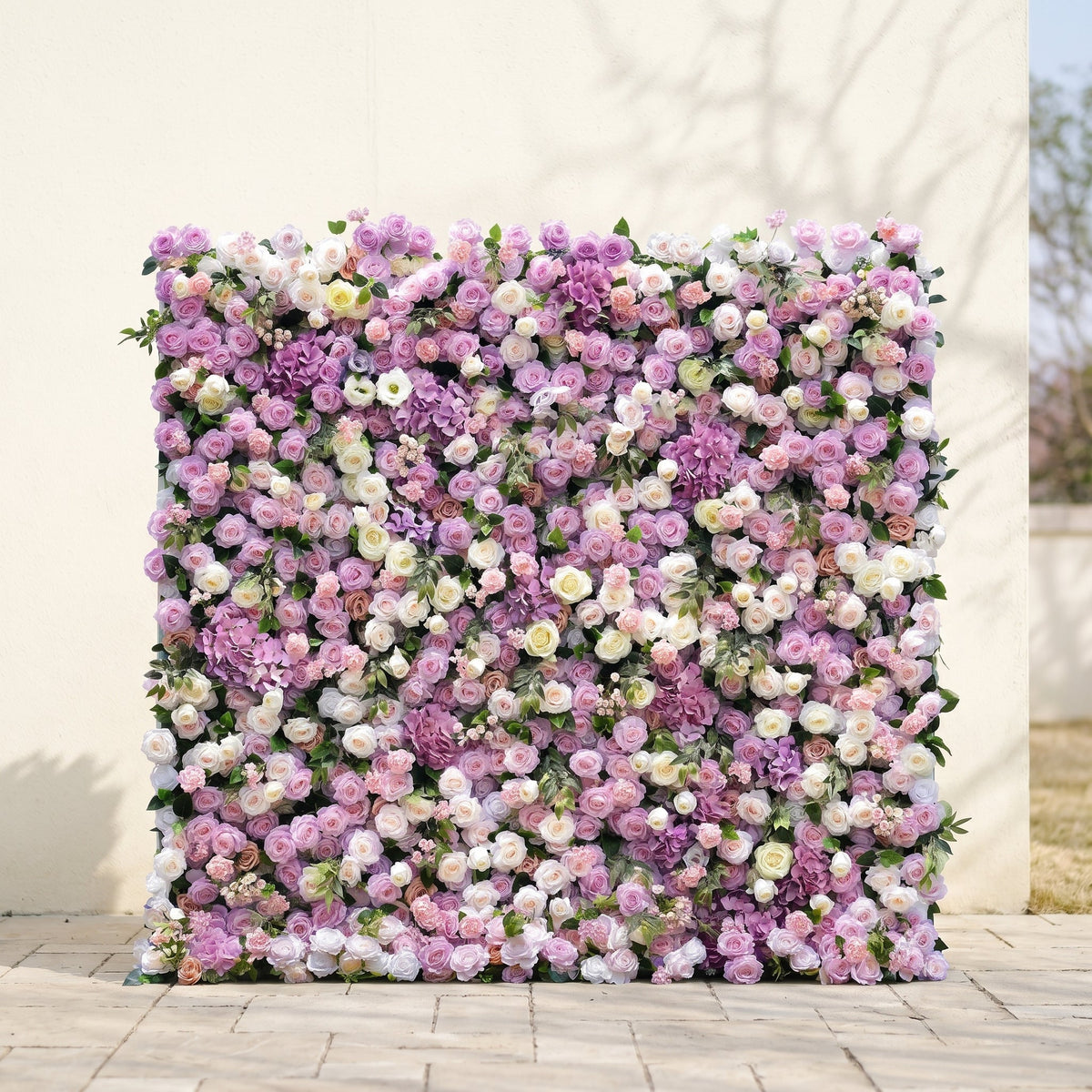 Mirenvia: Luxury 4D Dreamy Violet & Creamy White Silk Floral Wall Backdrop for Romantic Wedding Receptions Free Shipping