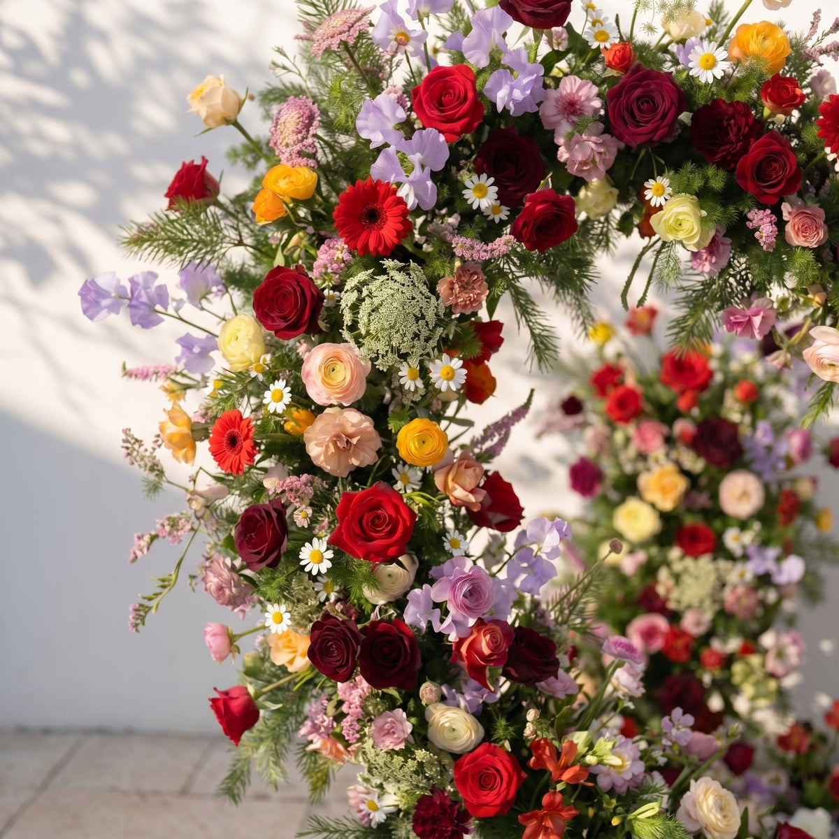 Mirmora: Heart-Shaped Multi-Color Mixed Floral Silk Floral Arch Floral Arrangement for Boho Weddings | Ceremony & Event Decor
