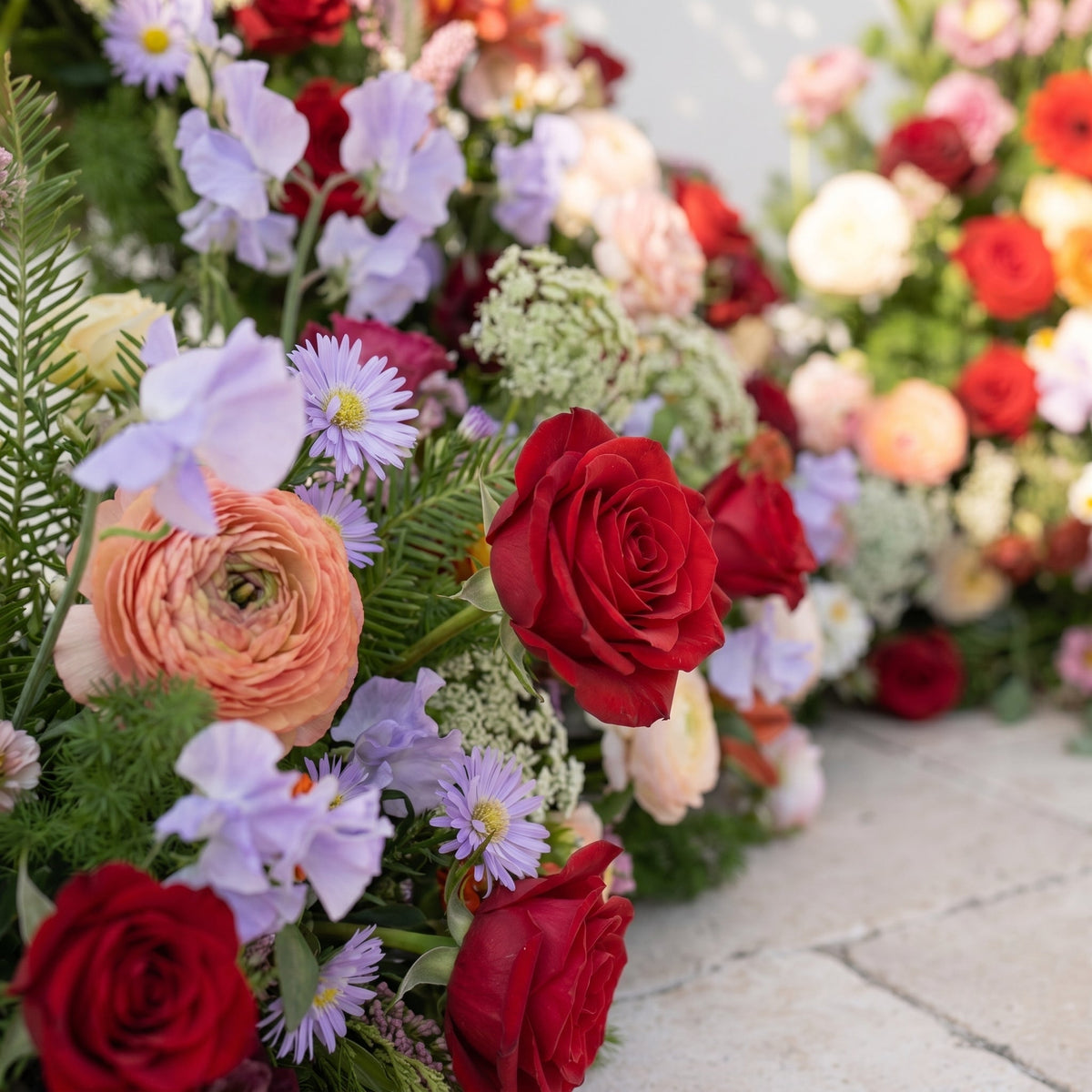 Mirmora: Heart-Shaped Multi-Color Mixed Floral Silk Floral Arch Floral Arrangement for Boho Weddings | Ceremony & Event Decor