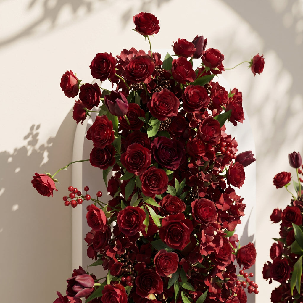 Sorrel: Red Calla Wedding Background Arch KT Backdrop Decorative Flower Row Excludes Frame | Event Floral Decor