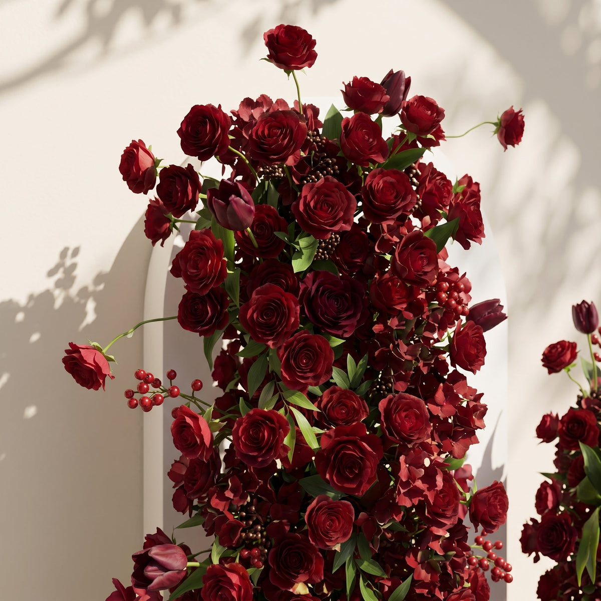 Sorrel: Red Calla Wedding Background Arch KT Backdrop Decorative Flower Row Excludes Frame | Event Floral Decor