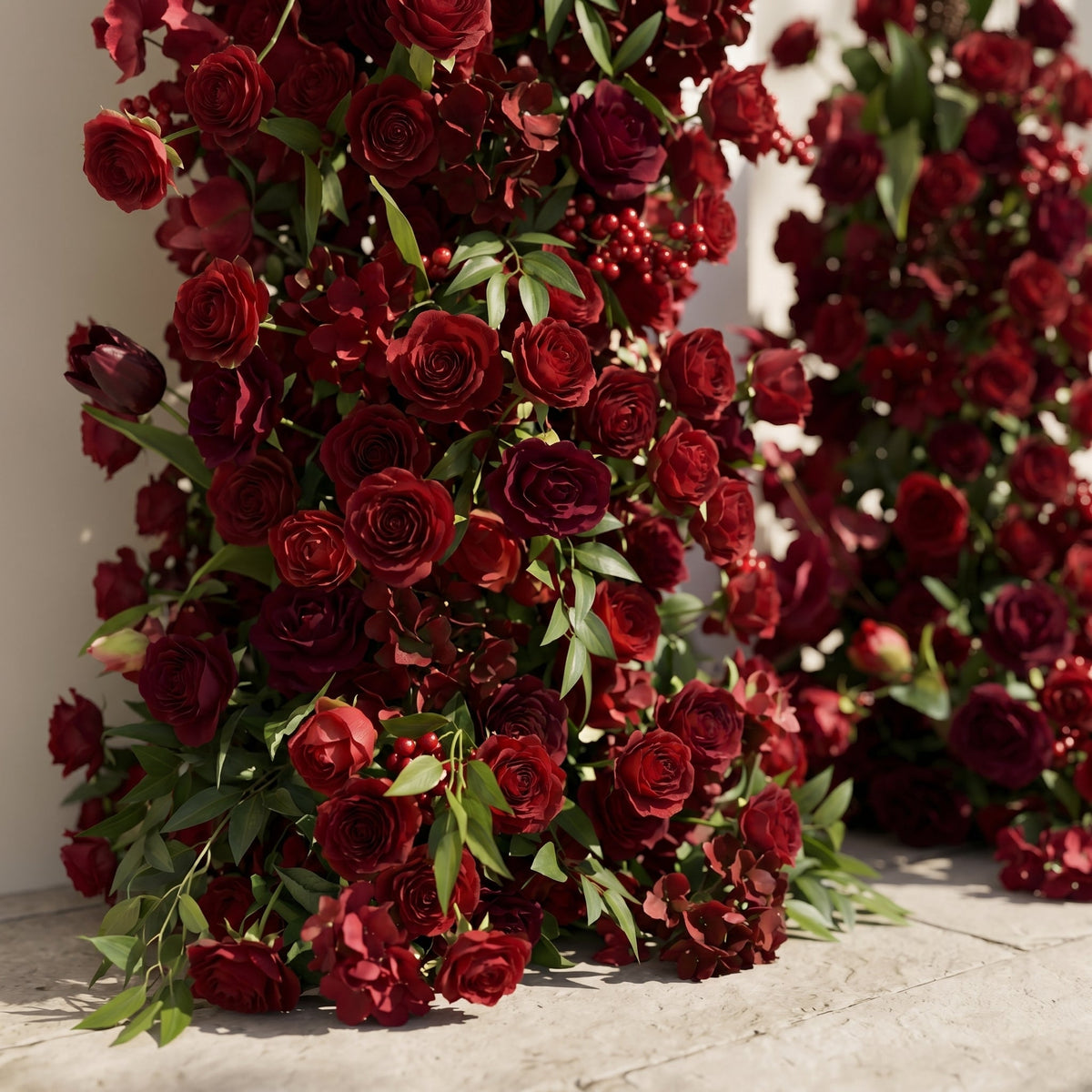 Sorrel: Red Calla Wedding Background Arch KT Backdrop Decorative Flower Row Excludes Frame | Event Floral Decor