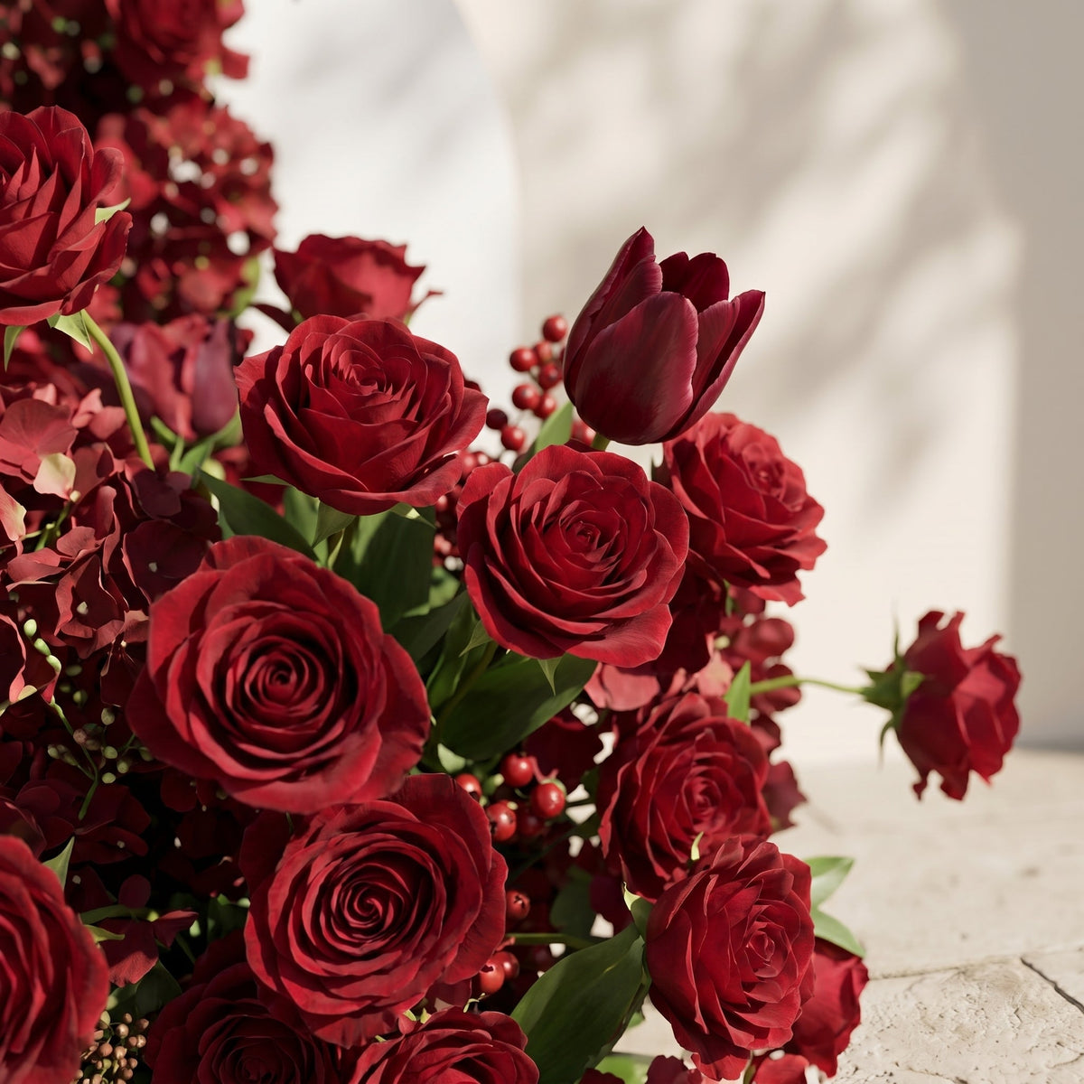 Sorrel: Red Calla Wedding Background Arch KT Backdrop Decorative Flower Row Excludes Frame | Event Floral Decor