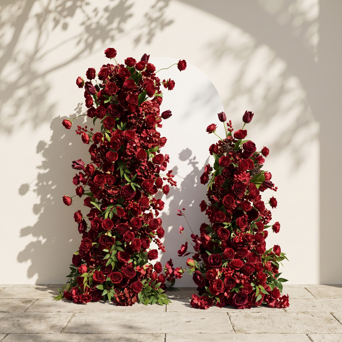 Sorrel: Red Calla Wedding Background Arch KT Backdrop Decorative Flower Row Excludes Frame | Event Floral Decor