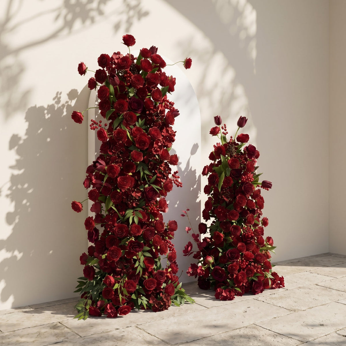 Sorrel: Red Calla Wedding Background Arch KT Backdrop Decorative Flower Row Excludes Frame | Event Floral Decor