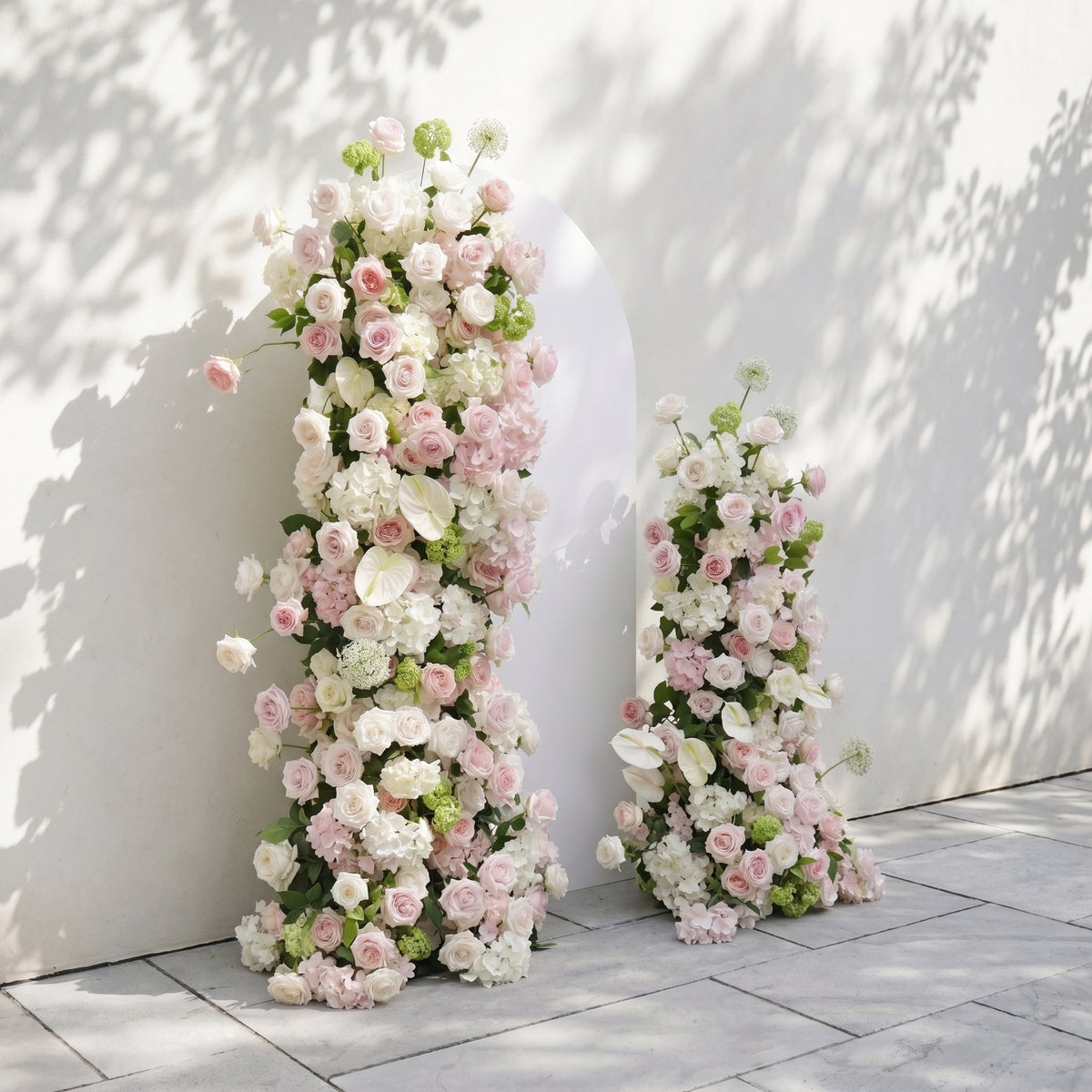 Pink White Rose Calla Lily Wedding Background Arch KT Backdrop Decorative Flower Row Excludes Frame | Wedding Floral Decor