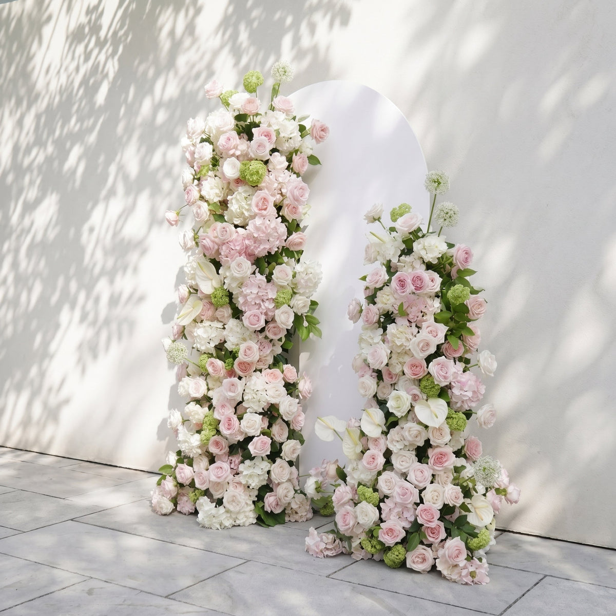 Pink White Rose Calla Lily Wedding Background Arch KT Backdrop Decorative Flower Row Excludes Frame | Wedding Floral Decor