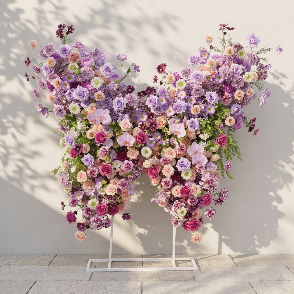 Nyvra: Dreamy Lavender & Purple Butterfly-Shaped Artificial Floral Wall for Garden Wedding & Event Free Shipping