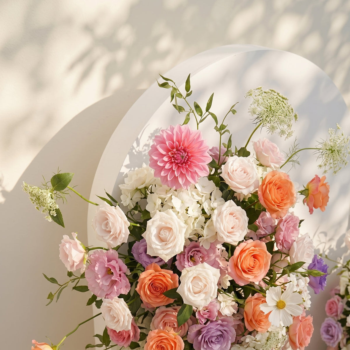Mixed Color Rose Dahlia Wedding Background Arch KT Backdrop Decorative Flower Row Excludes Frame | Ceremony & Event Decor