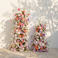 Mixed Color Rose Dahlia Wedding Background Arch KT Backdrop Decorative Flower Row Excludes Frame | Ceremony & Event Decor