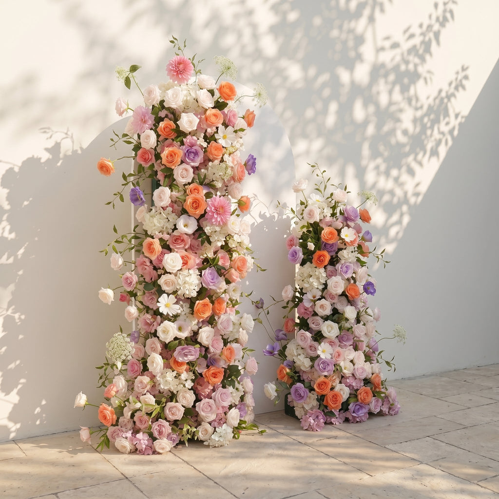 Mixed Color Rose Dahlia Wedding Background Arch KT Backdrop Decorative Flower Row Excludes Frame | Ceremony & Event Decor