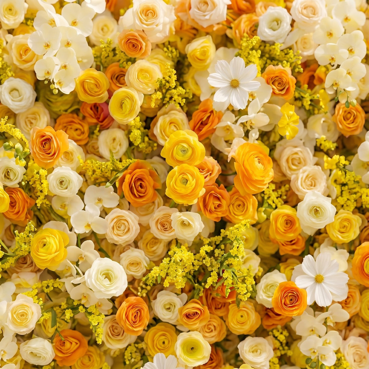 Palorae: Luxury 5D Sunshine Yellow & Cream White Silk Floral Wall Backdrop for Vibrant Summer Weddings Free Shipping
