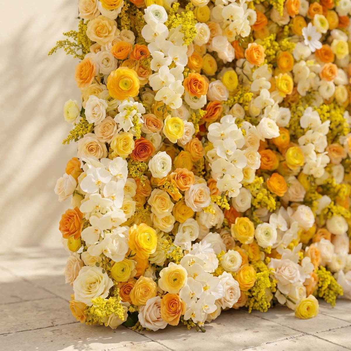 Palorae: Luxury 5D Sunshine Yellow & Cream White Silk Floral Wall Backdrop for Vibrant Summer Weddings Free Shipping