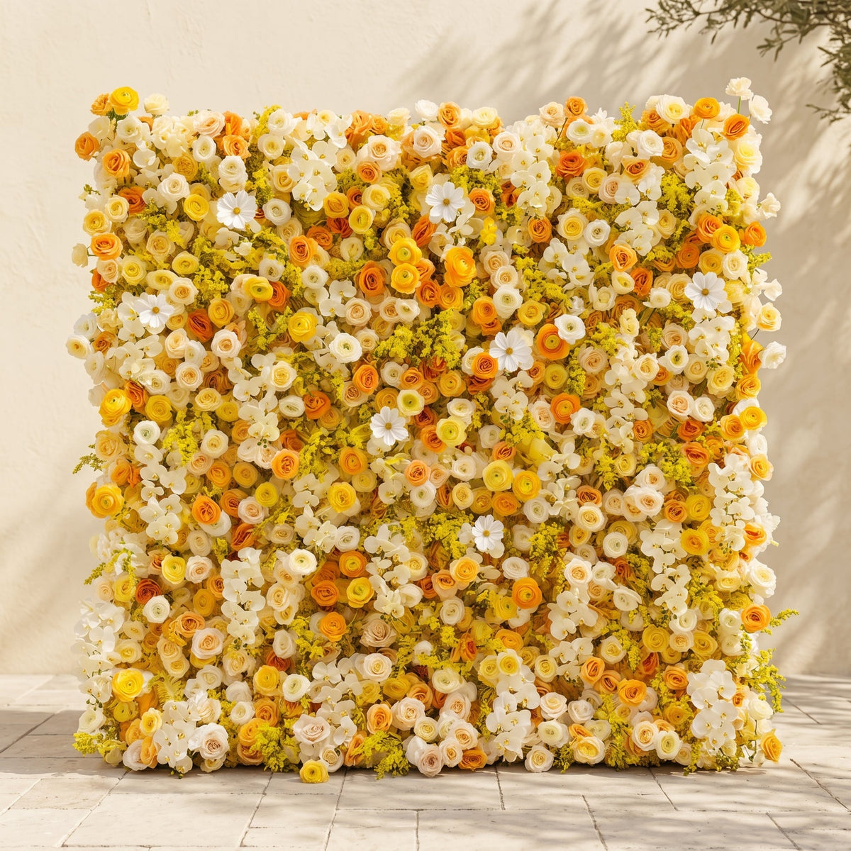 Palorae: Luxury 5D Sunshine Yellow & Cream White Silk Floral Wall Backdrop for Vibrant Summer Weddings Free Shipping