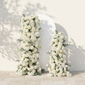 White Rose Eucalyptus Wedding Background Arch KT Backdrop Decorative Flower Row Excludes Frame | Event Floral Decor