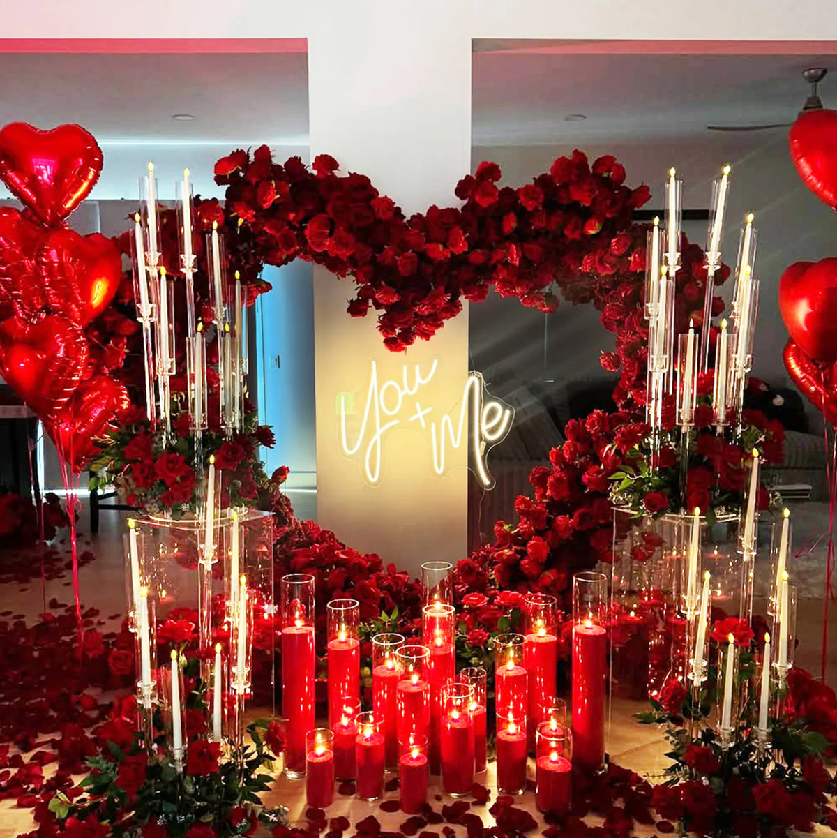 Red Heart：New Wedding Party Background Floral Arch Decoration Including Frame(Ready to Ship)) Free Shipping