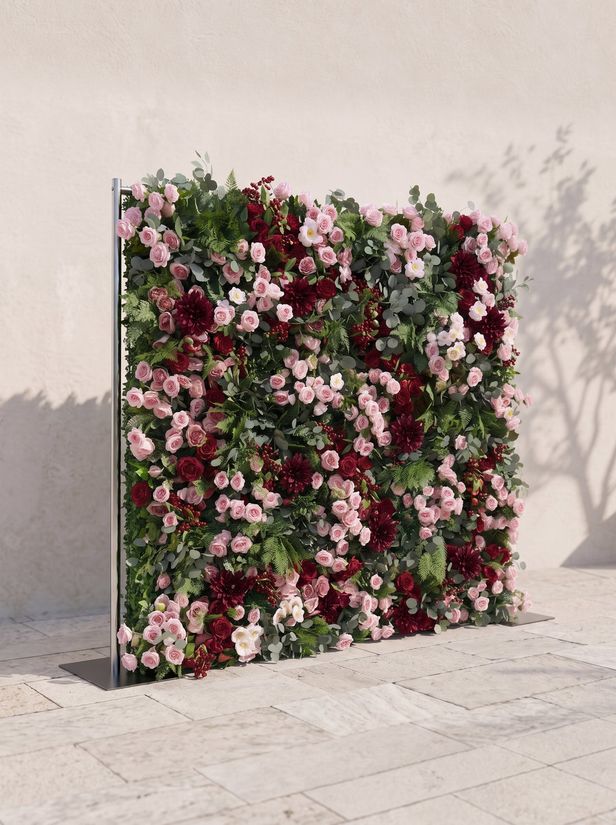 Rosmora 5D Fabric Artificial rolling up curtain flower wall — left view