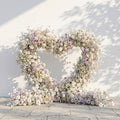 Talyana: Heart-Shaped Lavender Purple and Ivory White Silk Rose Floral Arch Floral Arrangement for Minimalist Weddings | Event Floral Decor
