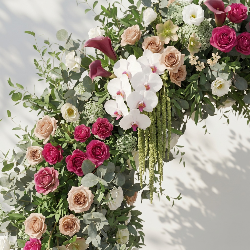 Torellar: 2026 New Luxury Green & White Flower arch for Garden Weddings & Events Decor Incuding Frame | Event Floral Decor