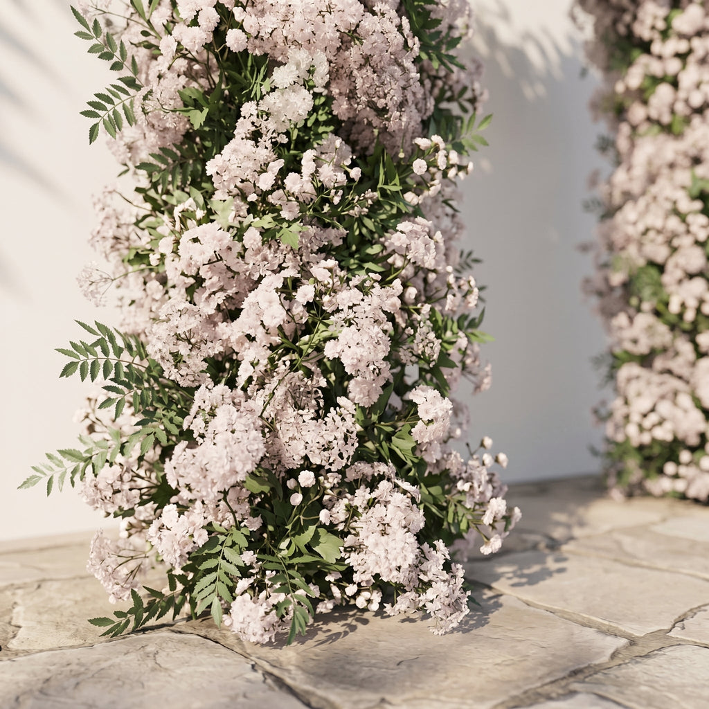 Valnella Arch: New Luxury Nude Pink Babybreath & White flowers Flower arch for Elegant Weddings & Events Decor Incuding Frame | Ceremony & Event Decor