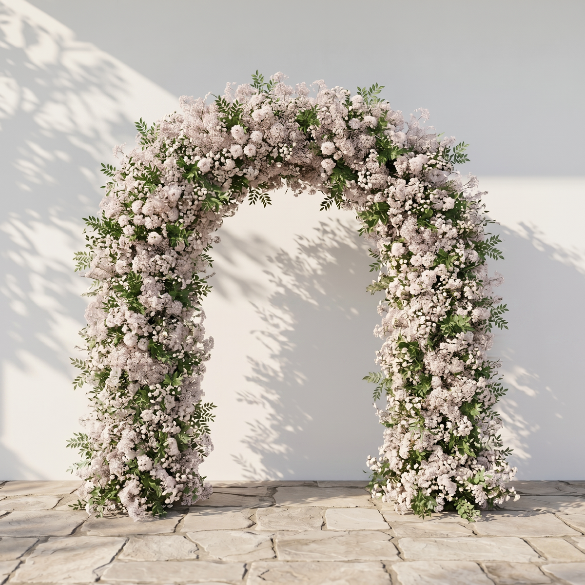 Valnella Arch: New Luxury Nude Pink Babybreath & White flowers Flower arch for Elegant Weddings & Events Decor Incuding Frame | Ceremony & Event Decor