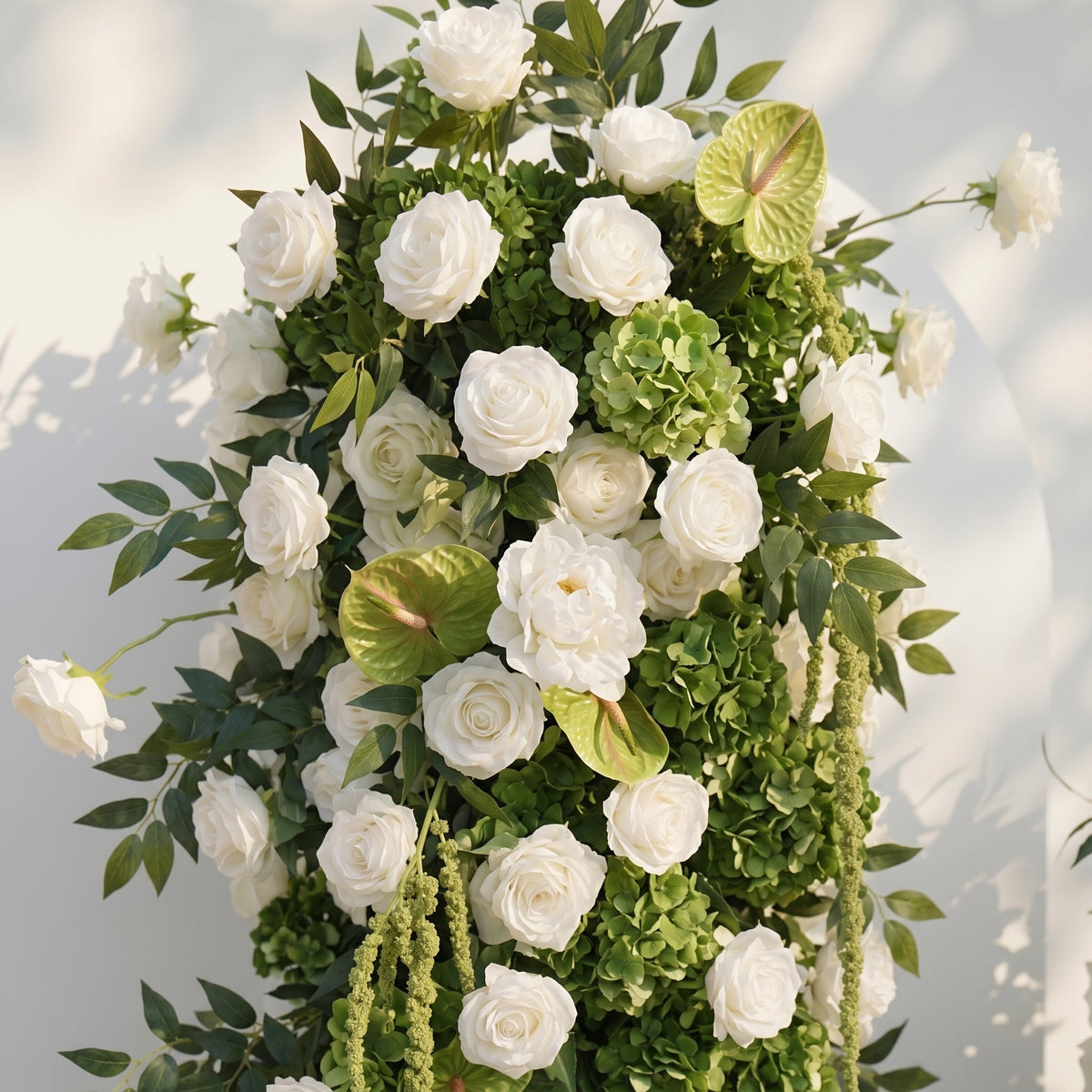 Eulalie: White Green Rose Calla Lily Wedding Background Arch Pillar Decorative Flower Row Flowers Only - Frame Not Included | Ceremony & Event Decor
