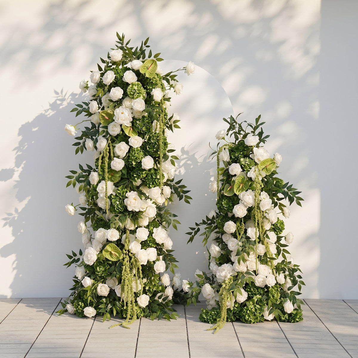 Eulalie: White Green Rose Calla Lily Wedding Background Arch Pillar Decorative Flower Row Flowers Only - Frame Not Included | Ceremony & Event Decor