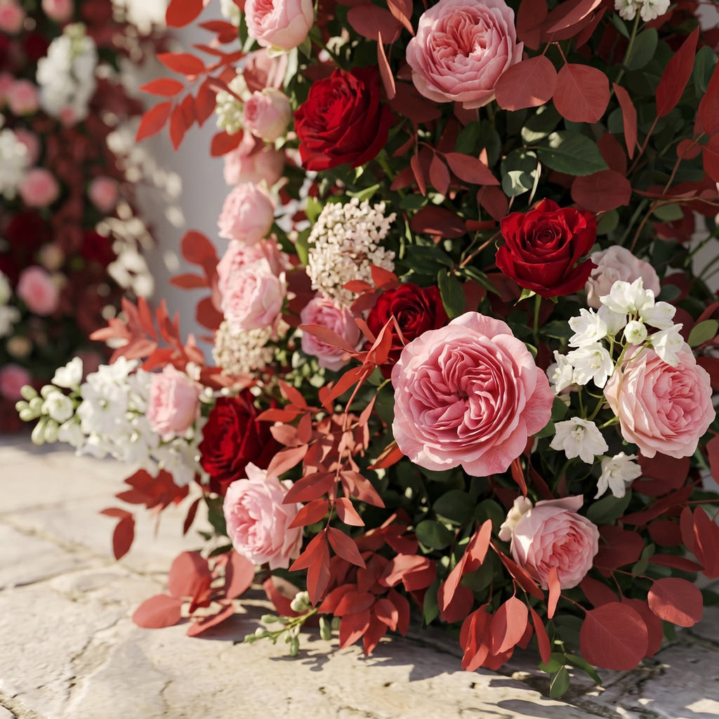 Zelloria Arch: New Autumn Style Floral Arch with Pink Roses for Luxury Weddings & Events Decor Incuding Frame | Ceremony & Event Decor