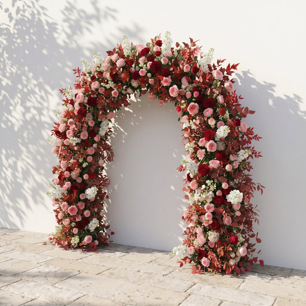 Zelloria Arch: New Autumn Style Floral Arch with Pink Roses for Luxury Weddings & Events Decor Incuding Frame | Ceremony & Event Decor