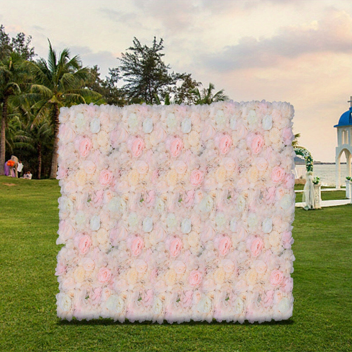 6pcs Artificial Flowers Wall Romantic Rose Flower Wall for Background Decoration Roses Wall Panel Hanging Wedding Venue Main Road Decor Silk Flower Panels Photo Backdrop Decor