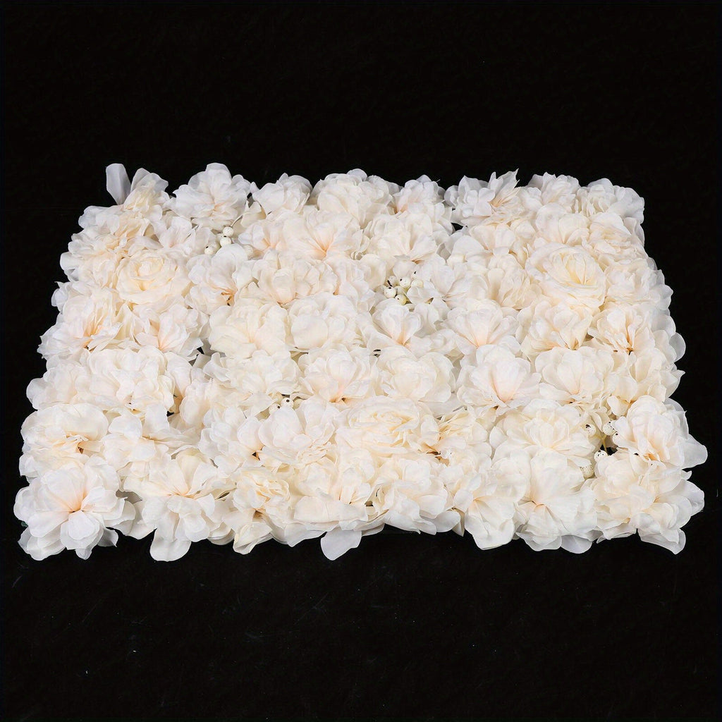 6pcs White Artificial Rose Flower Wall Panel Wedding Background Bouquet Party Home