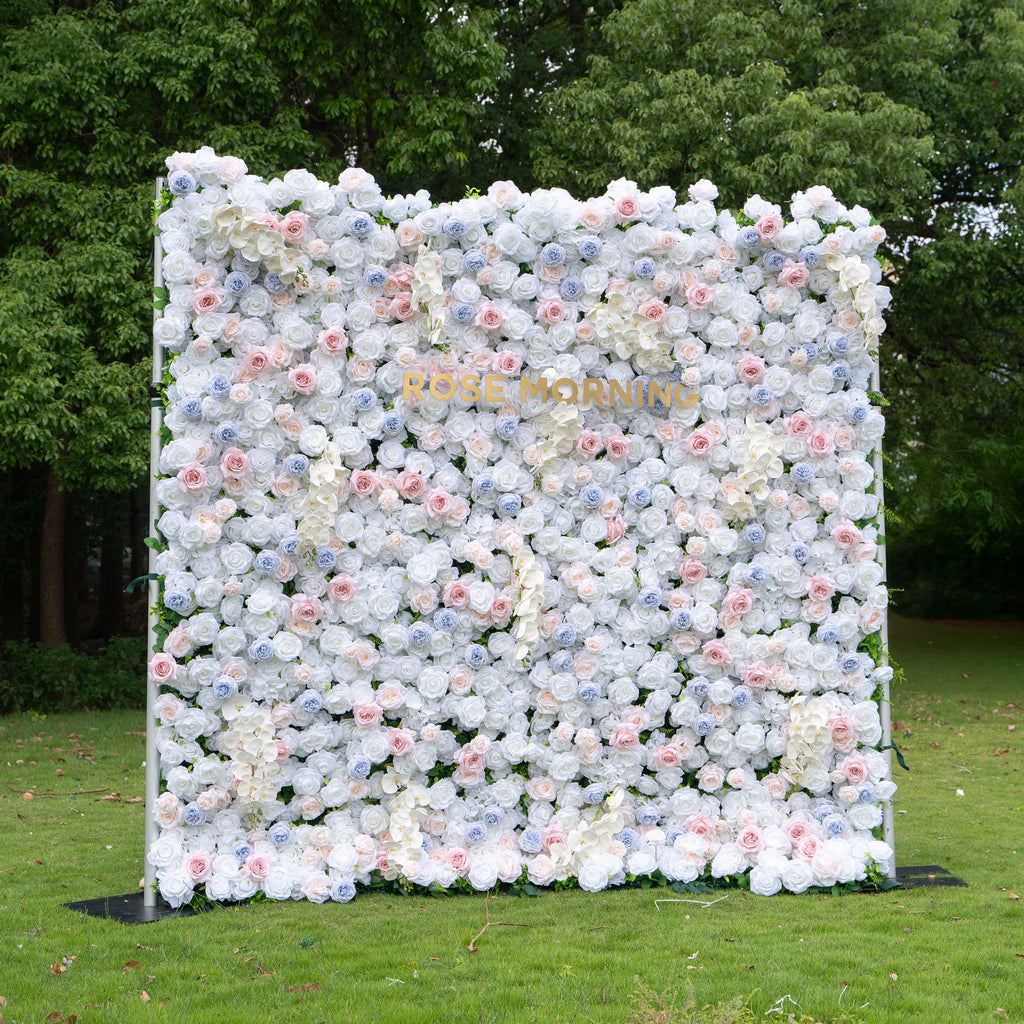 Amore：4D Fabric Artificial zip up curtain flower wall 8ft*8ft Free Shipping