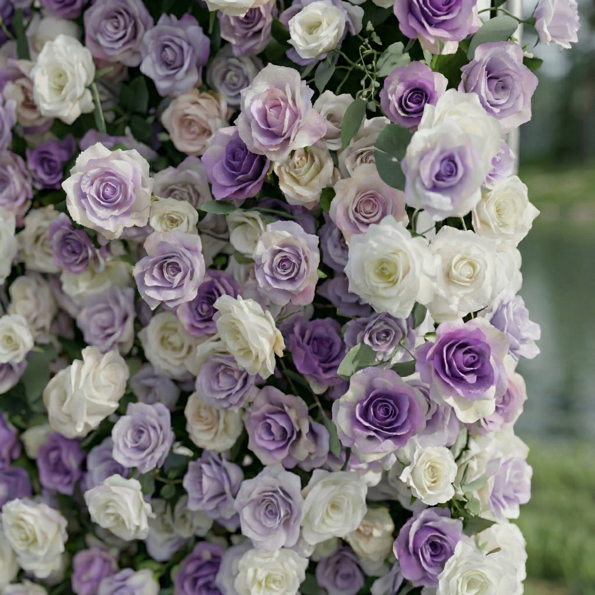 Arden: 5D Luxury Lavender & Cream Silk Floral Wall Roll-Up Fabric Backdrop for Dreamy Weddings & Events Free Shipping