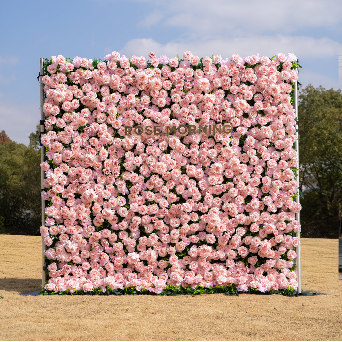 Aurelle: 3D Blush Pink Silk Rose Roll-Up Fabric Flower Wall for Wedding Parties & Events Free Shipping