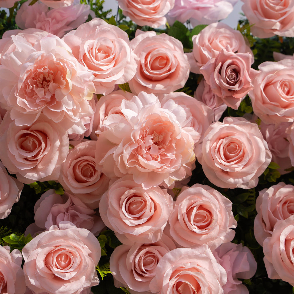 Aurelle: 3D Blush Pink Silk Rose Roll-Up Fabric Flower Wall for Wedding Parties & Events Free Shipping